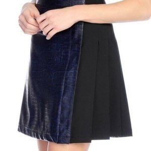 Final Drop NEW Croc Faux Leather Side Pleated Royal Mini Skirt S M